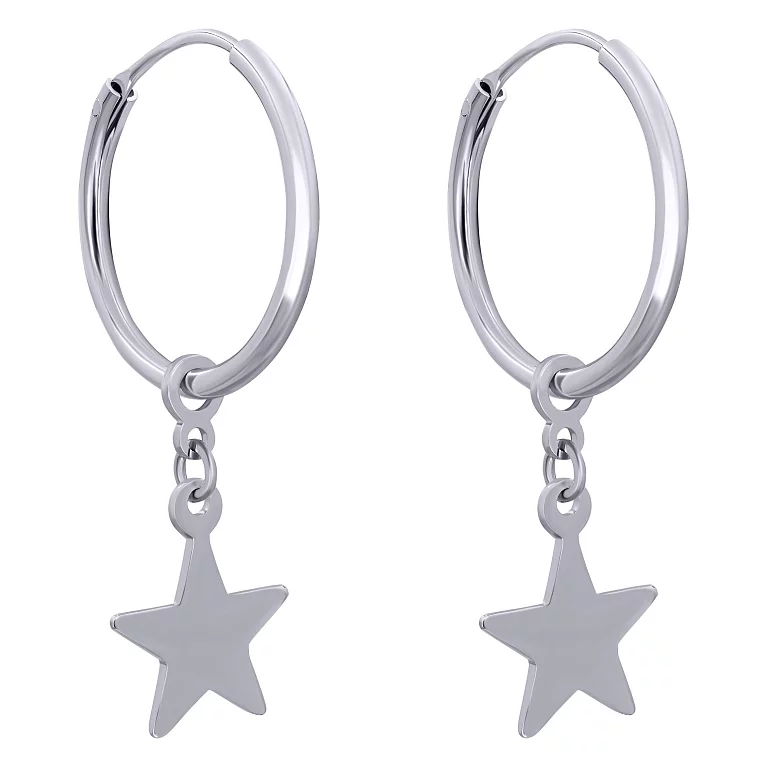 Сережки-кольца серебряные с подвесками "Звезды". Артикул 7502/2073758: цена, отзывы, фото – купить в интернет-магазине AURUM