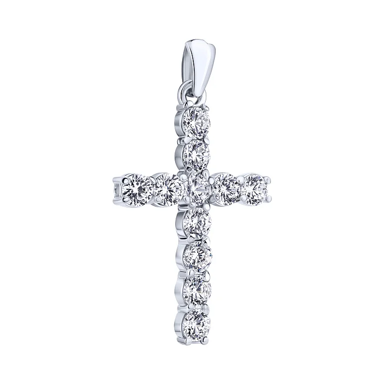 Серебряный декоративный крестик с фианитами - 2182596