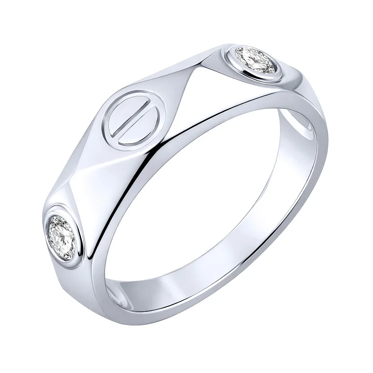 Срібна каблучка "Love" з фіанітами - 2216762
