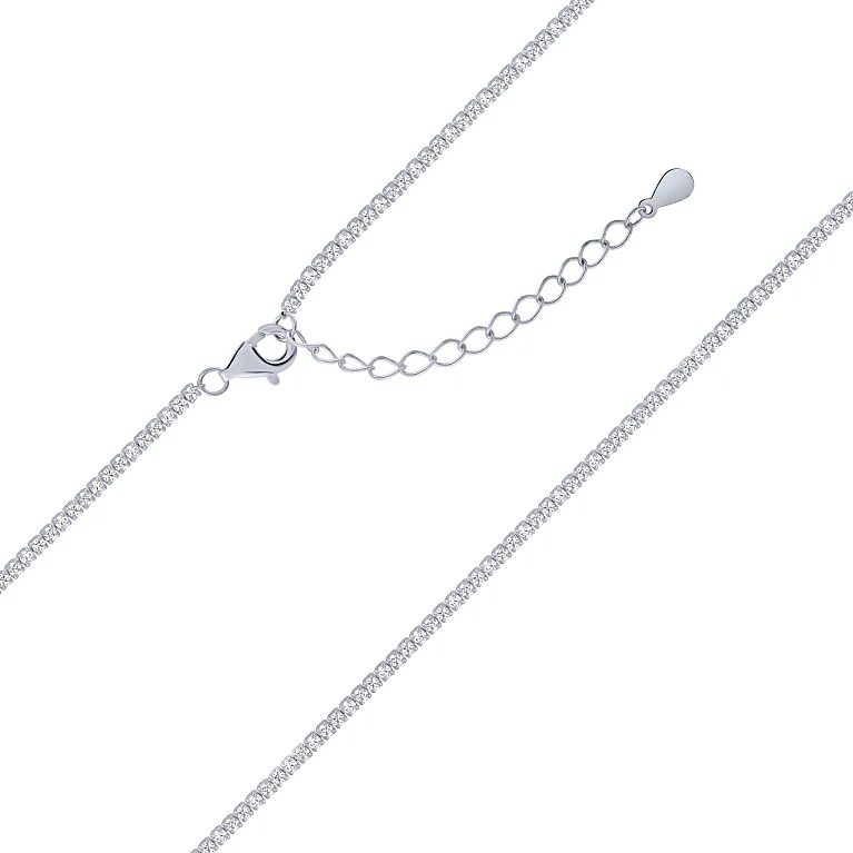 Серебряное теннисное колье с дорожкой из фианитов  - 2058003