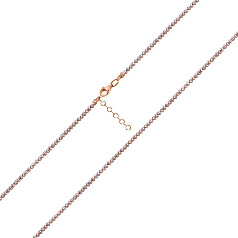 Браслет з червоного золота з фіанітом з фантазійним плетінням - 964961