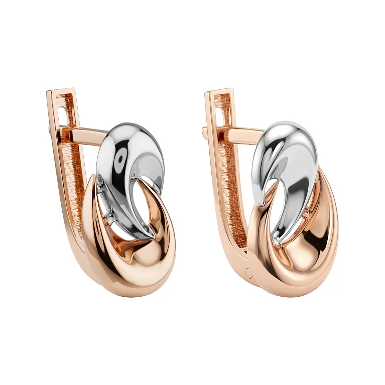 Серьги "Завитки" из комбинированного золота  - 2222350