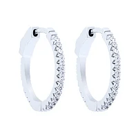 Серьги-кольца из серебра с фианитами - 1760319