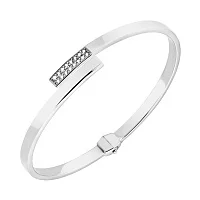 Браслет жорсткий з білого золота з фіанітом - 1107904