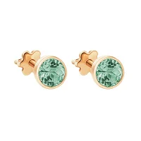 Сережки-гвоздики з червоного золота з кварцем - 1658255