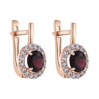 Сережки з червоного золота та фіанітами - 2086537