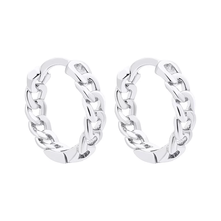 Серьги-кольца серебряные в форме цепочки. Артикул 7502/2137474: цена, отзывы, фото – купить в интернет-магазине AURUM