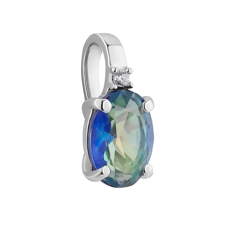 Подвес из серебра с топазом мистик и фианитом - 2137805