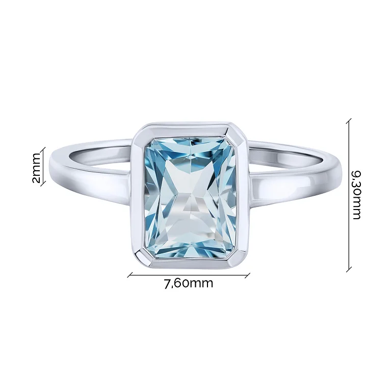 Серебряное кольцо с топазом в стиле минимализм - 2162627