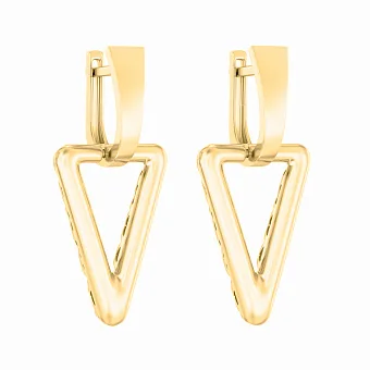 Сережки с подвесом "Треугольник" из лимонного золота - 1803618