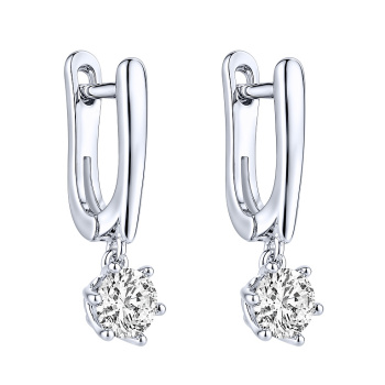 Серебряные серьги с подвесом и фианитом  - 2257779