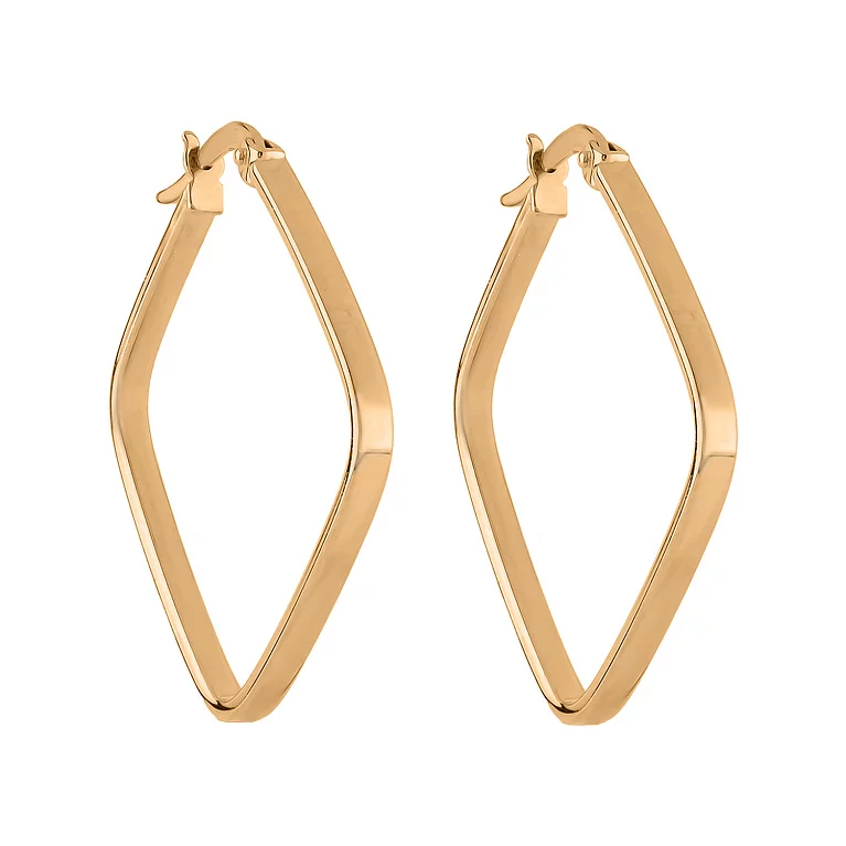 Золоті сережки-кільця ромбовидної форми. Артикул 105345/30: ціна, відгуки, фото – купити в інтернет-магазині AURUM