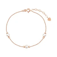 Витончений браслет з червоного золота із перлами якірне плетіння - 2102092