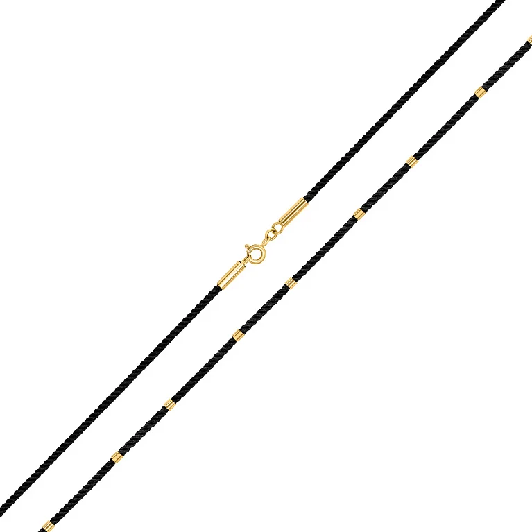 Шелковый шнурок с вставками из лимонного золота - 1699119