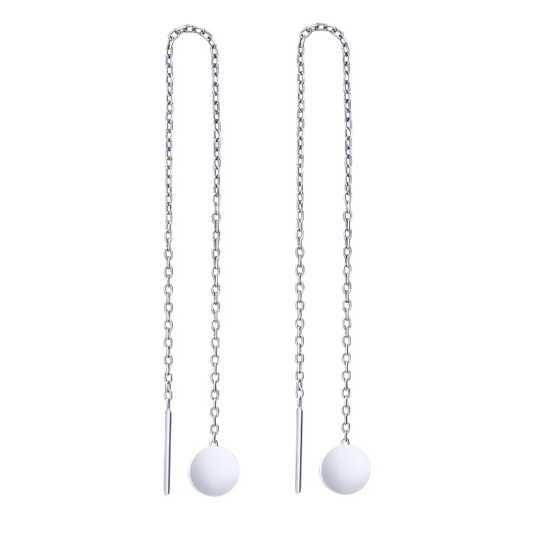 Срібні сережки-протяжки "Монетки" . Артикул 7502/9007/1: ціна, відгуки, фото – купити в інтернет-магазині AURUM