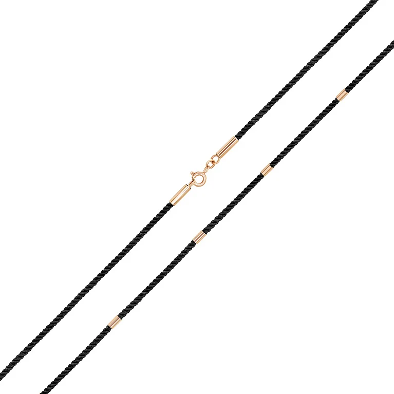 Шнурок ювелірний із шовку зі вставками з червоного золота - 2127957