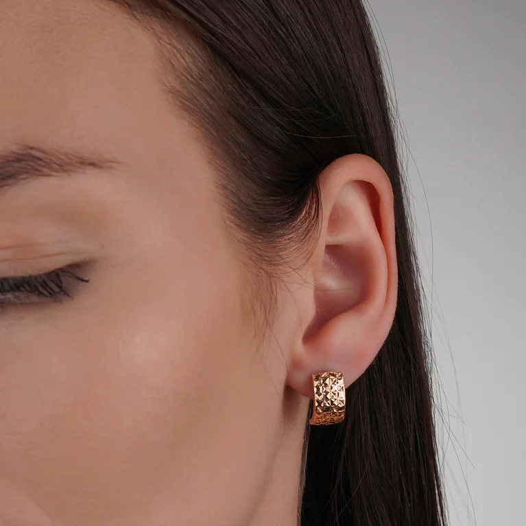 Сережки широкие из красного золота - 1846112