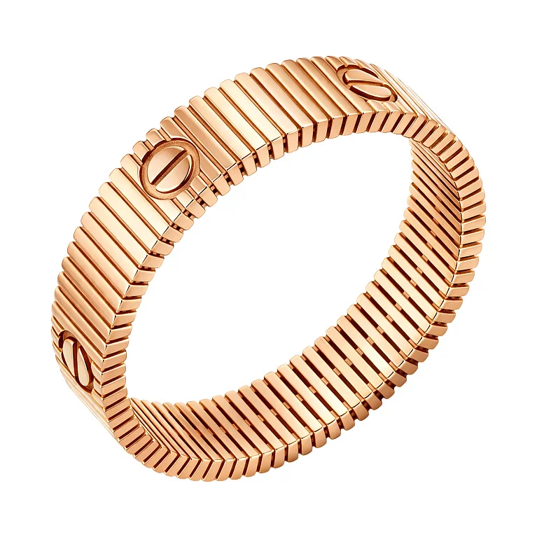 Ребристое кольцо "Love" в красном золоте - 2162743
