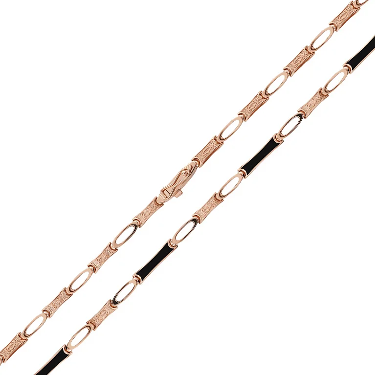 Браслет із червоного золота з емаллю плетіння ролекс - 2127822