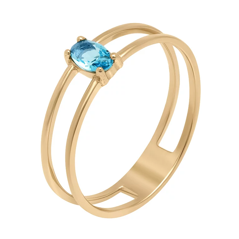 Двойное кольцо из красного золота с фианитом. Артикул 1110408101/11: цена, отзывы, фото – купить в интернет-магазине AURUM
