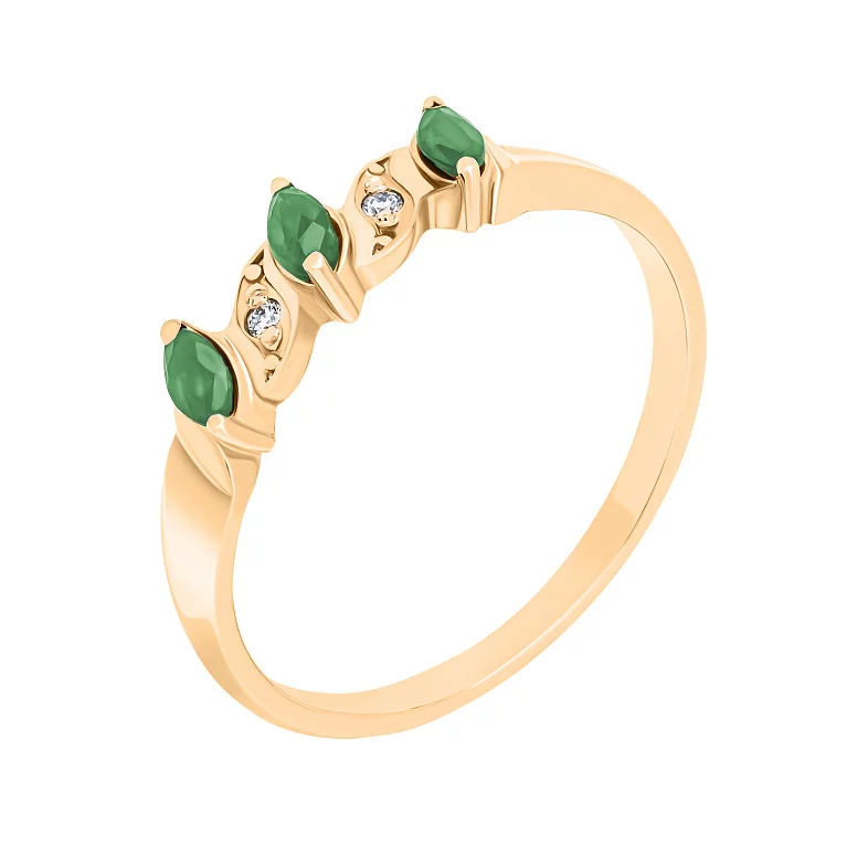 Золотое кольцо с бриллиантами и изумрудами. Артикул 52166/1,25см: цена, отзывы, фото – купить в интернет-магазине AURUM