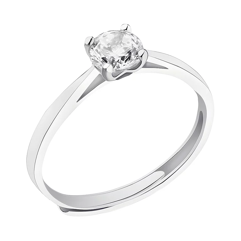 Серебряное классическое кольцо с фианитом. Артикул 7501/6146: цена, отзывы, фото – купить в интернет-магазине AURUM