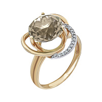 Золотое кольцо с дымчатым кварцем и циркониями. Артикул 1190433101/4: цена, отзывы, фото – купить в интернет-магазине AURUM