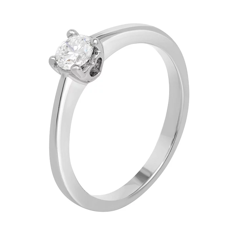 Каблучка для заручин у білому золоті з діамантом. Артикул К341182020б: ціна, відгуки, фото – купити в інтернет-магазині AURUM