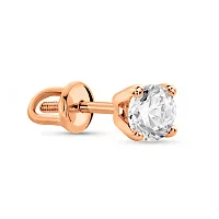 Одна золотая сережка-гвоздик с фианитом - 622319
