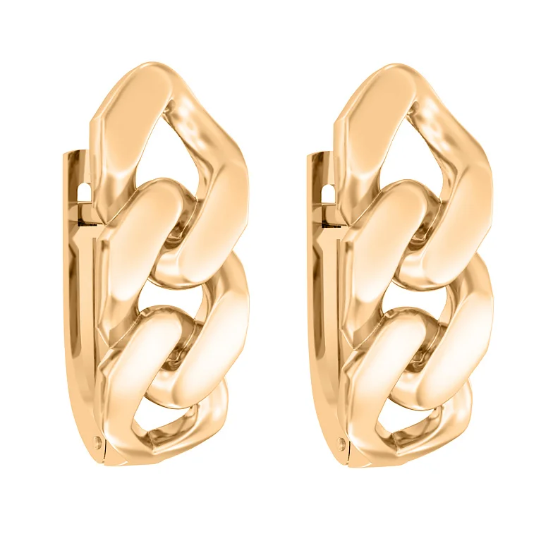 Сережки "Цепь" из красного золота - 2115360