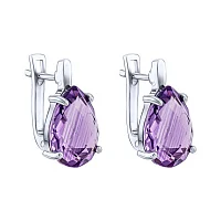 Срібні сережки з аметистом - 2016091