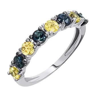 Кольцо из белого золота с сапфирами - 1275295