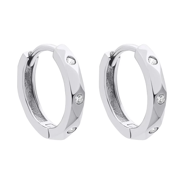 Серьги-кольца серебряные с фианитами. Артикул 7502/FE12999: цена, отзывы, фото – купить в интернет-магазине AURUM