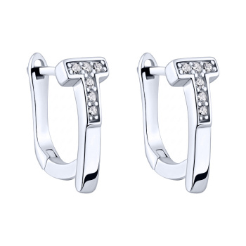 Серебряные серьги с фианитами - 2159697