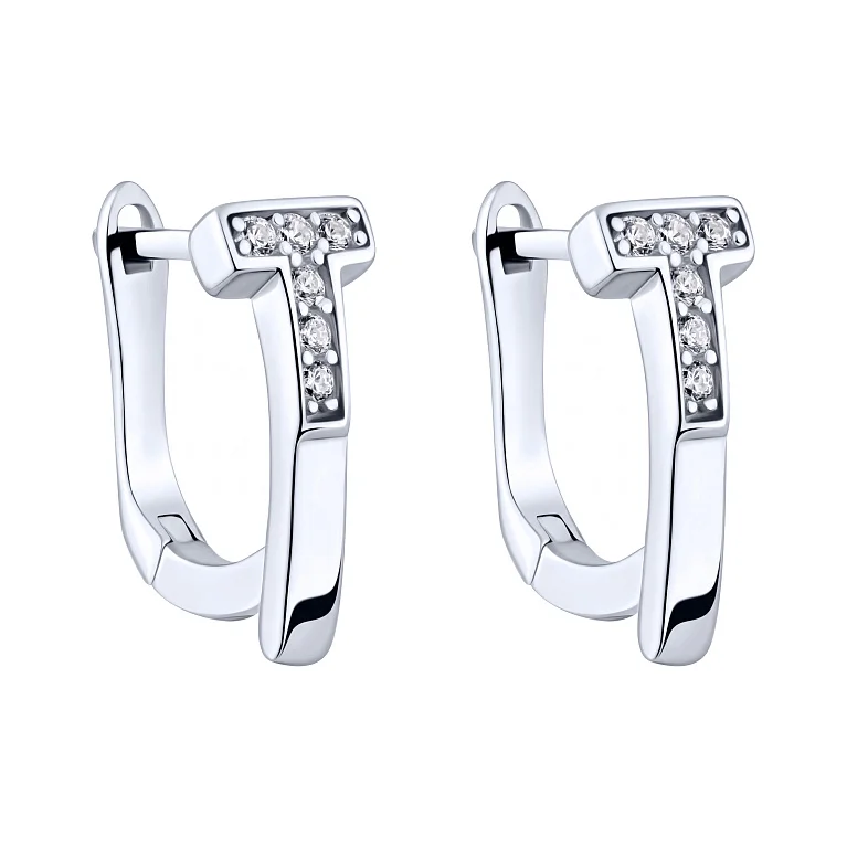 Серебряные серьги с фианитами - 2159697