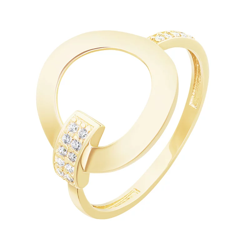Кольцо "Круг" из лимонного золота с фианитами. Артикул 134071: цена, отзывы, фото – купить в интернет-магазине AURUM