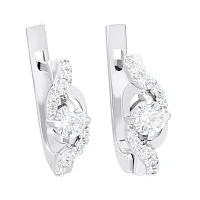Серьги "Завитки" из серебра с фианитами - 1545999