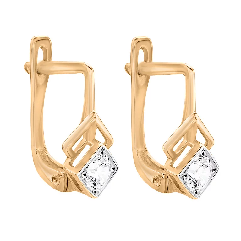 Золоті сережки з фіанітом. Артикул 104524: ціна, відгуки, фото – купити в інтернет-магазині AURUM