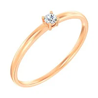 Кольцо из красного золота с фианитом - 1450746