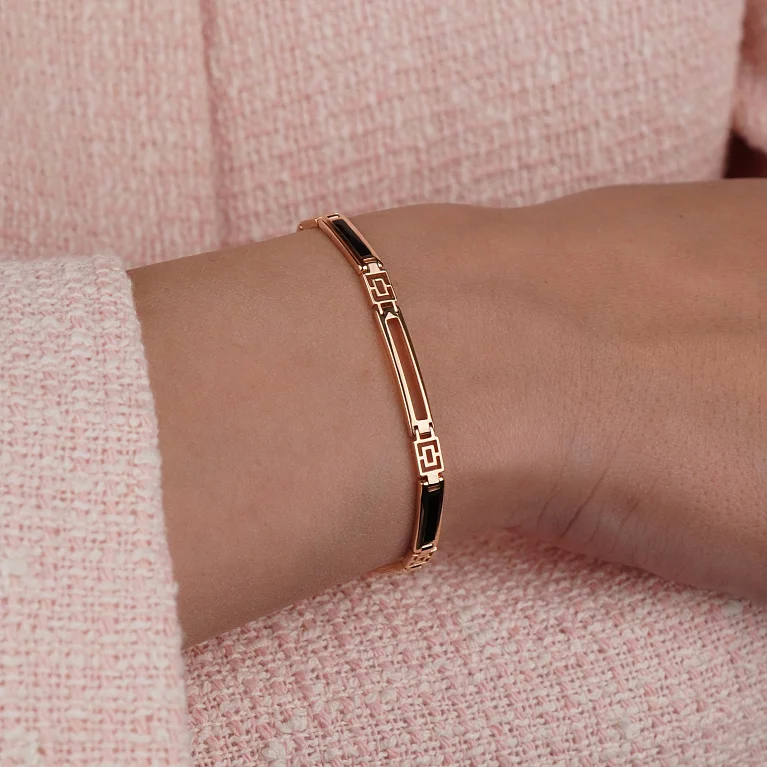 Браслет з червоного золота з емаллю плетіння ролекс - 2220450