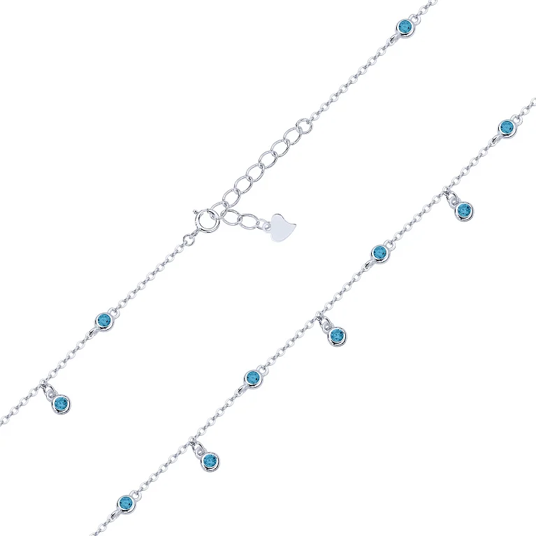Серебряный браслет с подвесами и альпинитами в якорном плетении - 2090781