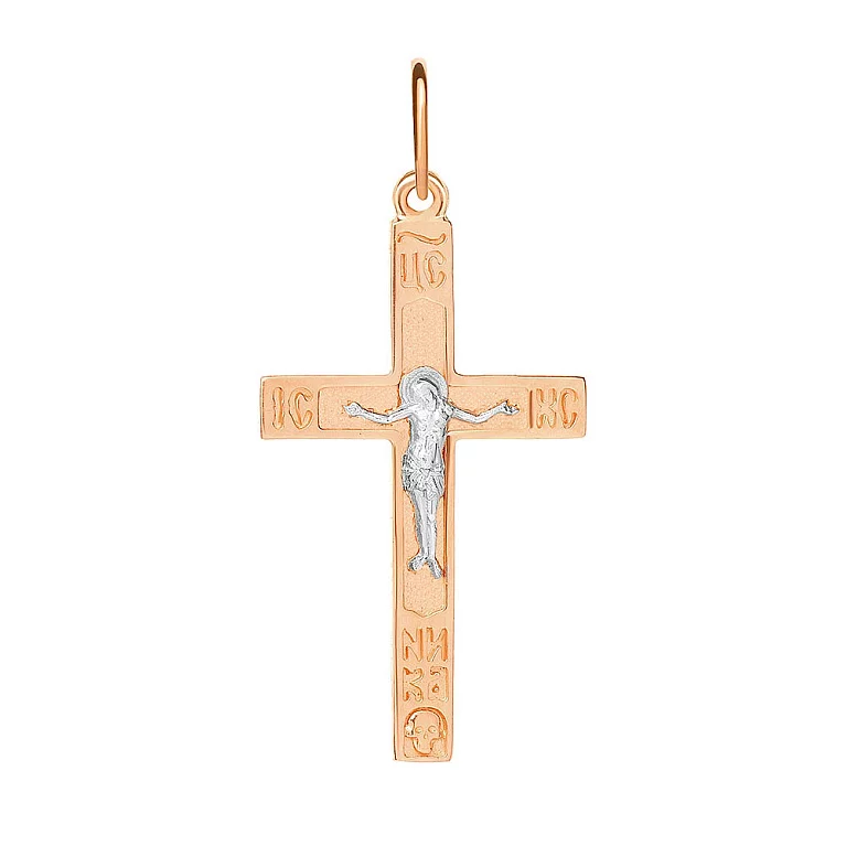 Крестик из комбинированого золота. Артикул 501588: цена, отзывы, фото – купить в интернет-магазине AURUM