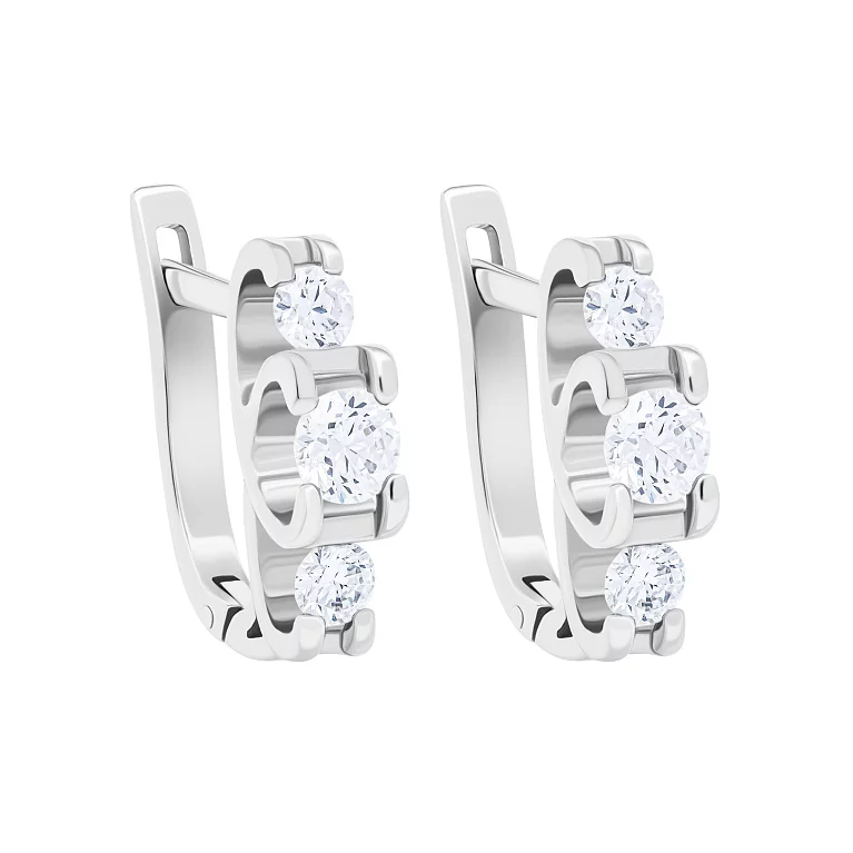 Сережки з білого золота з діамантами. Артикул 51775/02/1/8191: ціна, відгуки, фото – купити в інтернет-магазині AURUM