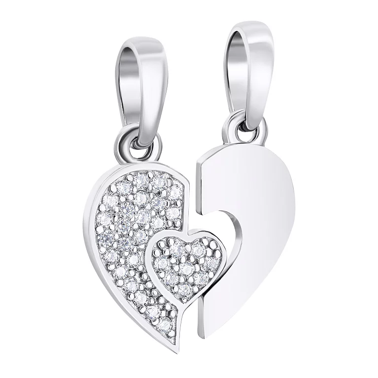 Парний підвіс "Закохані Серця" зі срібла з фіанітами. Артикул 7503/30205: ціна, відгуки, фото – купити в інтернет-магазині AURUM