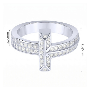 Серебряное кольцо с фианитами  - 2254692