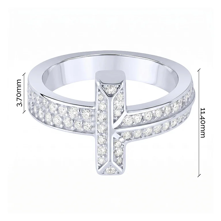Серебряное кольцо с фианитами  - 2254692