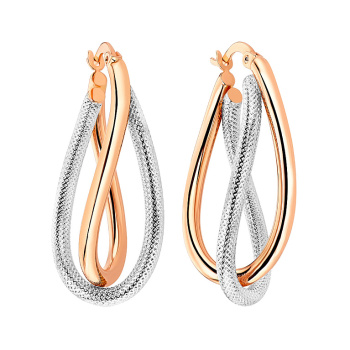 Сережки-кольцо из комбинированного золота - 965993