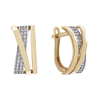 Серьги с фианитами в комбинированном золоте - 637710