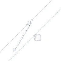 Колье "Клевер" с подвесами и с перламутром  из серебра в якорном плетении - 2122322