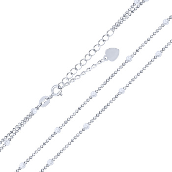 Колье из серебра с шариками плетение гольф - 1552964